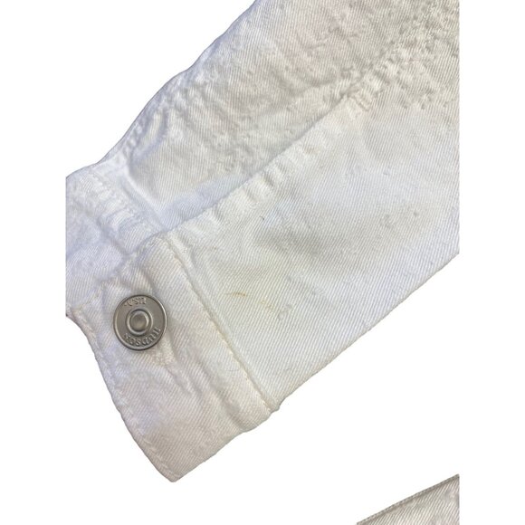 Hudson Denim Jacket size L Women Emmet Long Sleeve Boyfriend White Distressed - Picture 8 of 8